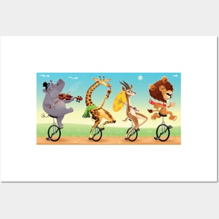 Unicycle Animals Posters and Art